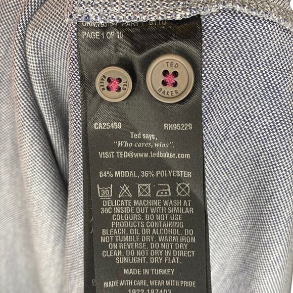 TED BAKER Navy/White Polo‎ with Contrasting Collar & Chest Pocket Size 7 (L/XL) - Picture 7 of 12